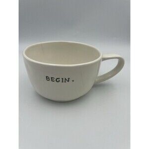 Rae Dunn Mug Cappuccino Black Typewriter Font Artisan Collection Begin